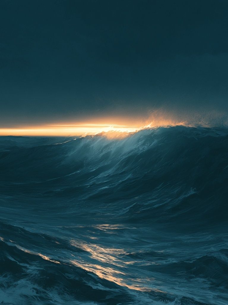Ocean Sunset Wave Photography Poster. poster — photography art