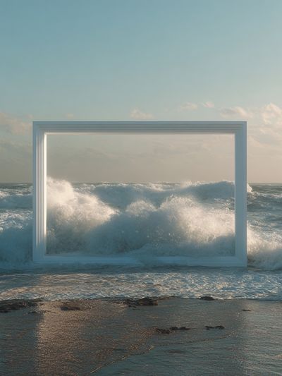 Ocean Window Surrealism Print. poster