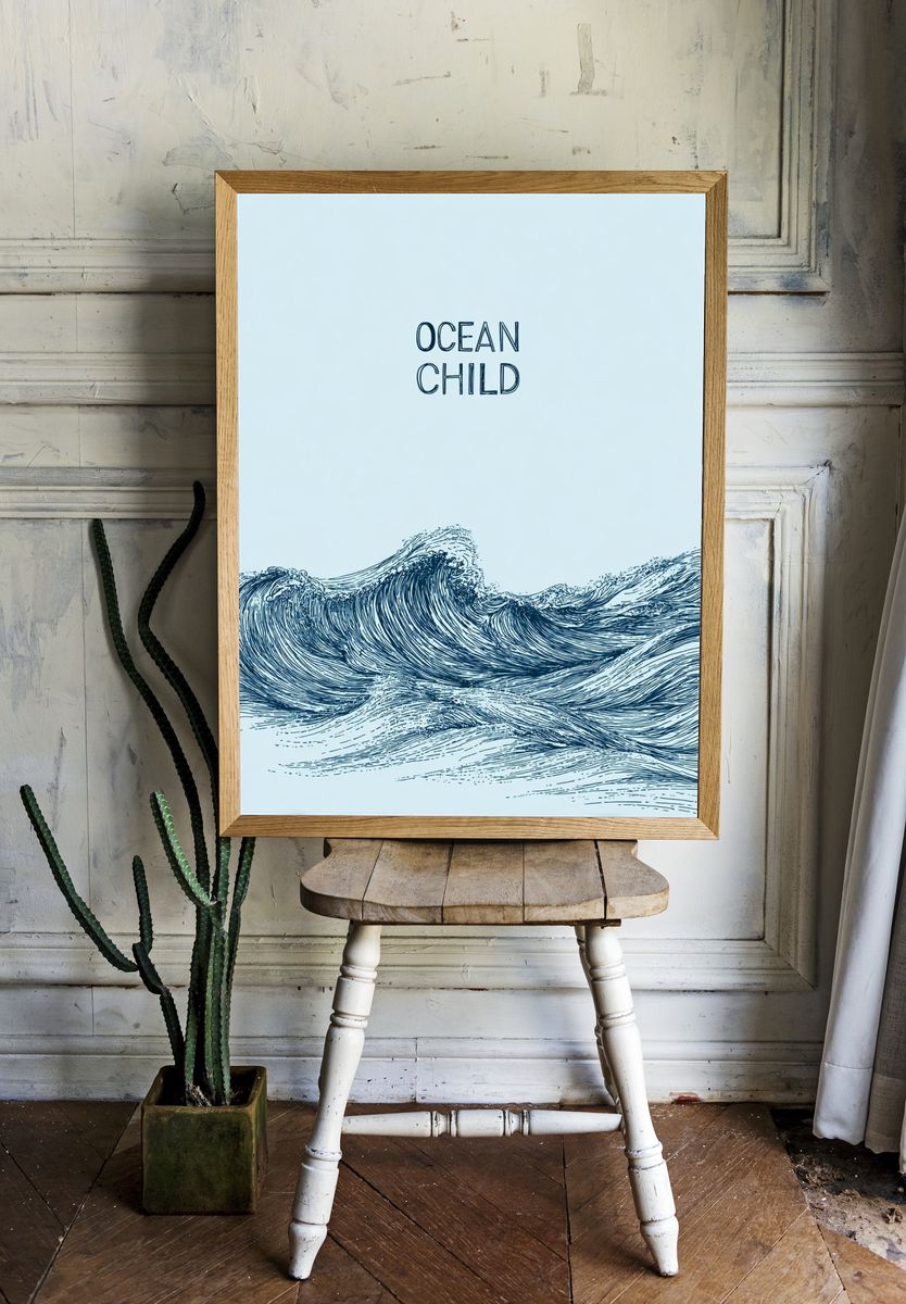 Ocean Child — Illustration Print. room preview