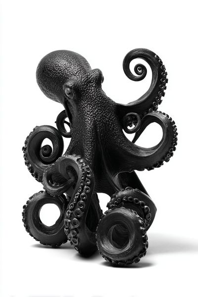 Octopus Sculpture Black-White Print. poster print