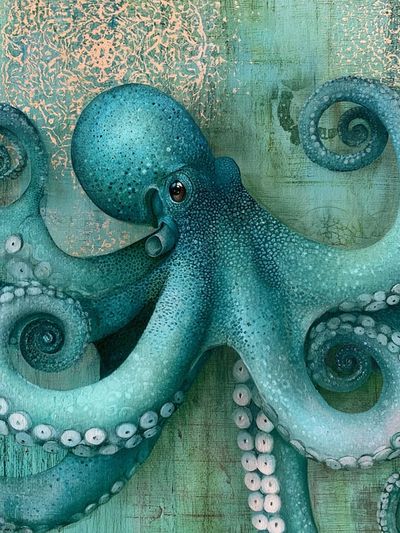 Turquoise Octopus Illustration Poster. poster
