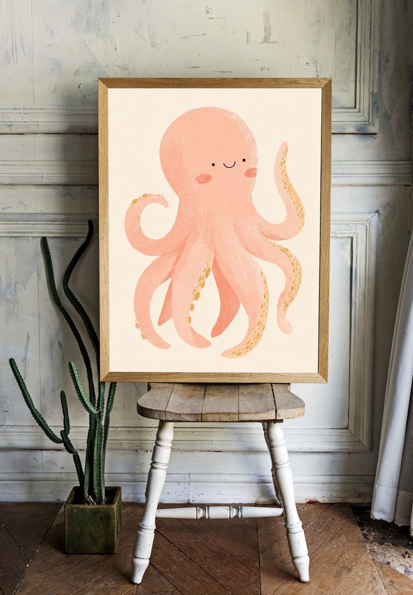 Cute Octopus Illustration Poster. room preview