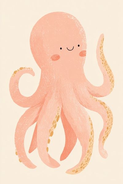 Cute Octopus Illustration Poster. poster print