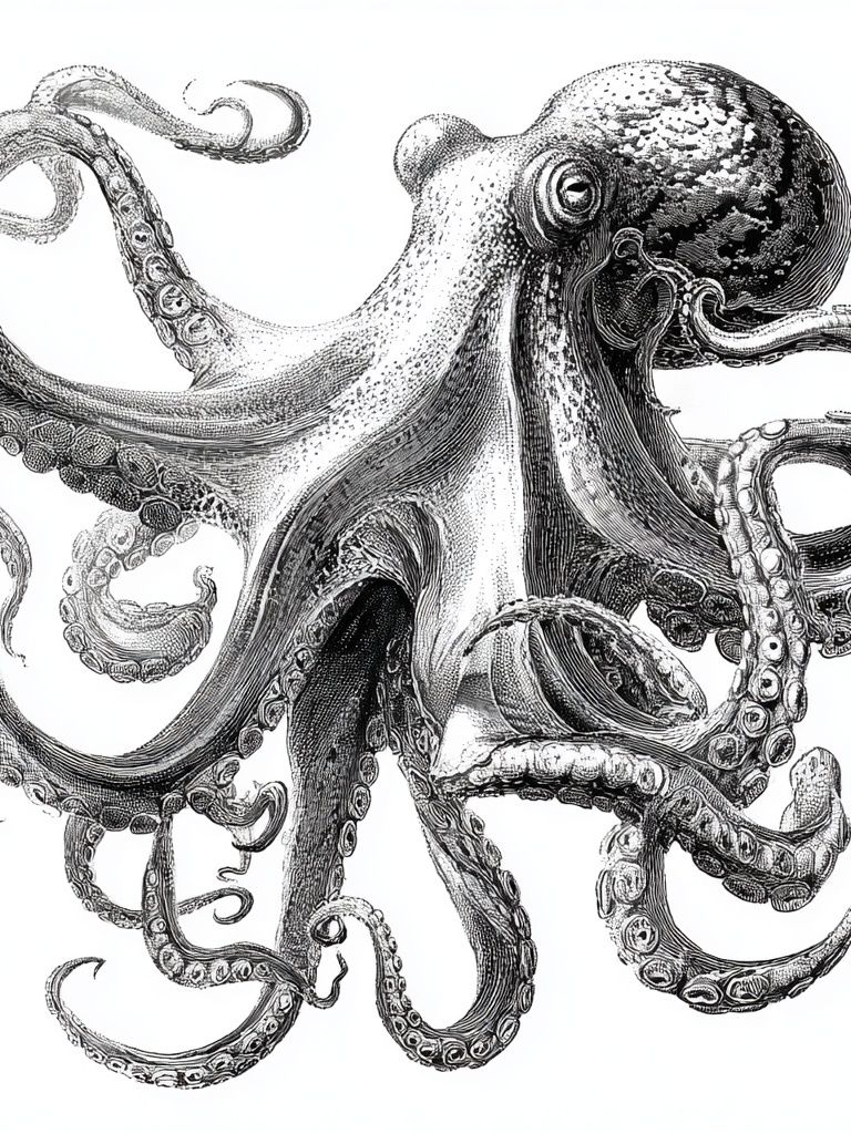 Octopus Ink Illustration Poster. poster detail