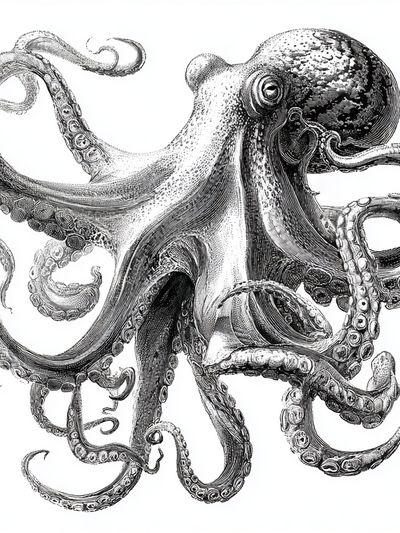 Octopus Ink Illustration Poster. poster print