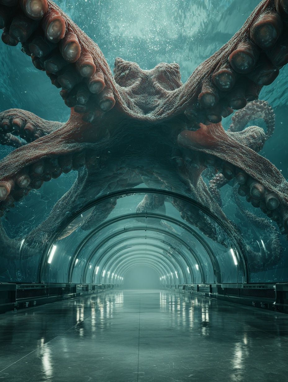 Giant Octopus Underwater — Digital Art Print. poster detail