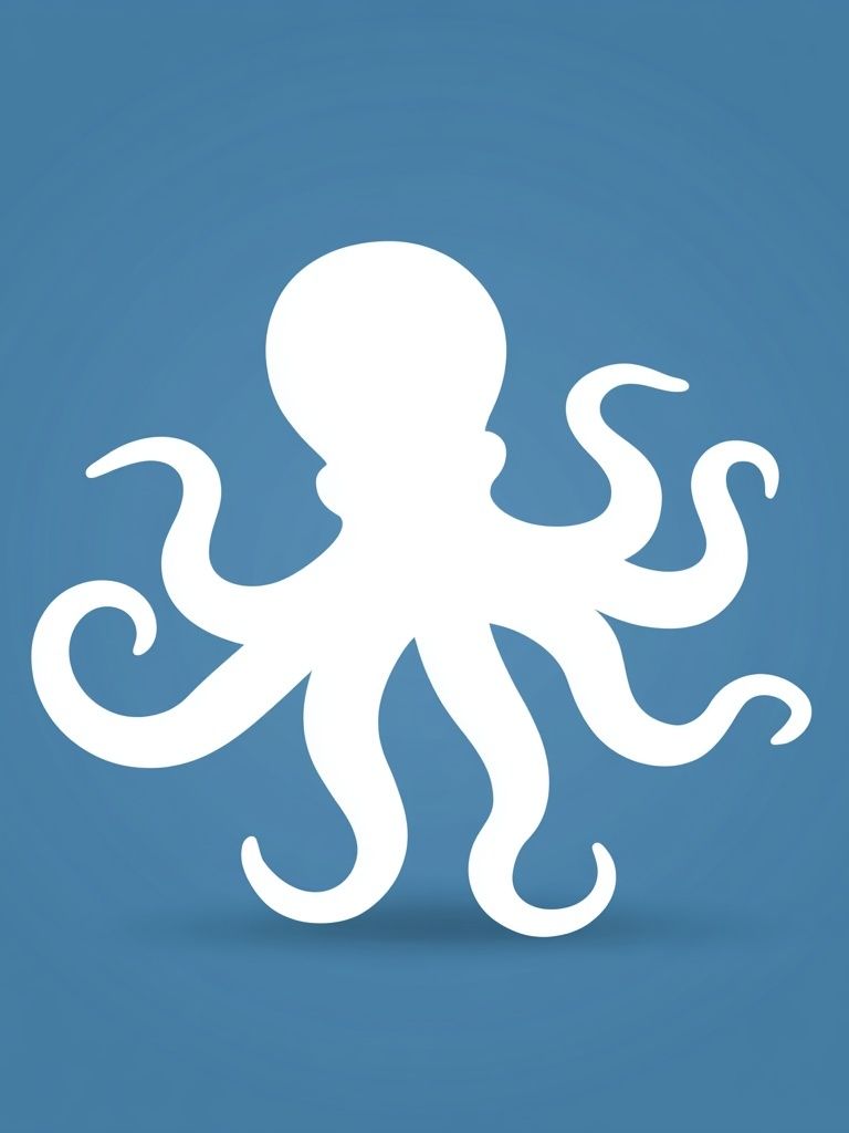 Octopus Silhouette Illustration Poster. poster — illustration art