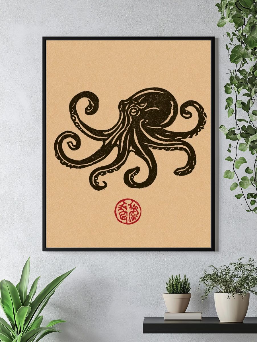 Octopus Ink Illustration Poster. — room view 4