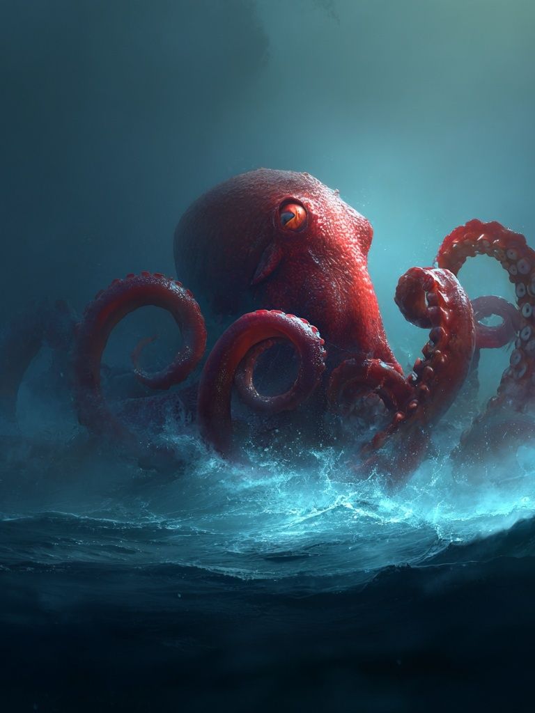 Majestic Octopus — Digital Art Print. poster detail