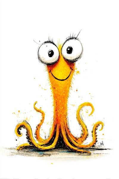Happy Octopus — Cartoon Print. poster