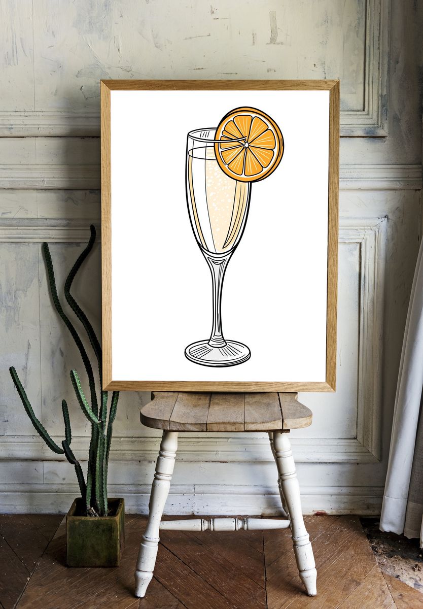 Orange Spritz Cocktail Illustration Poster. room preview
