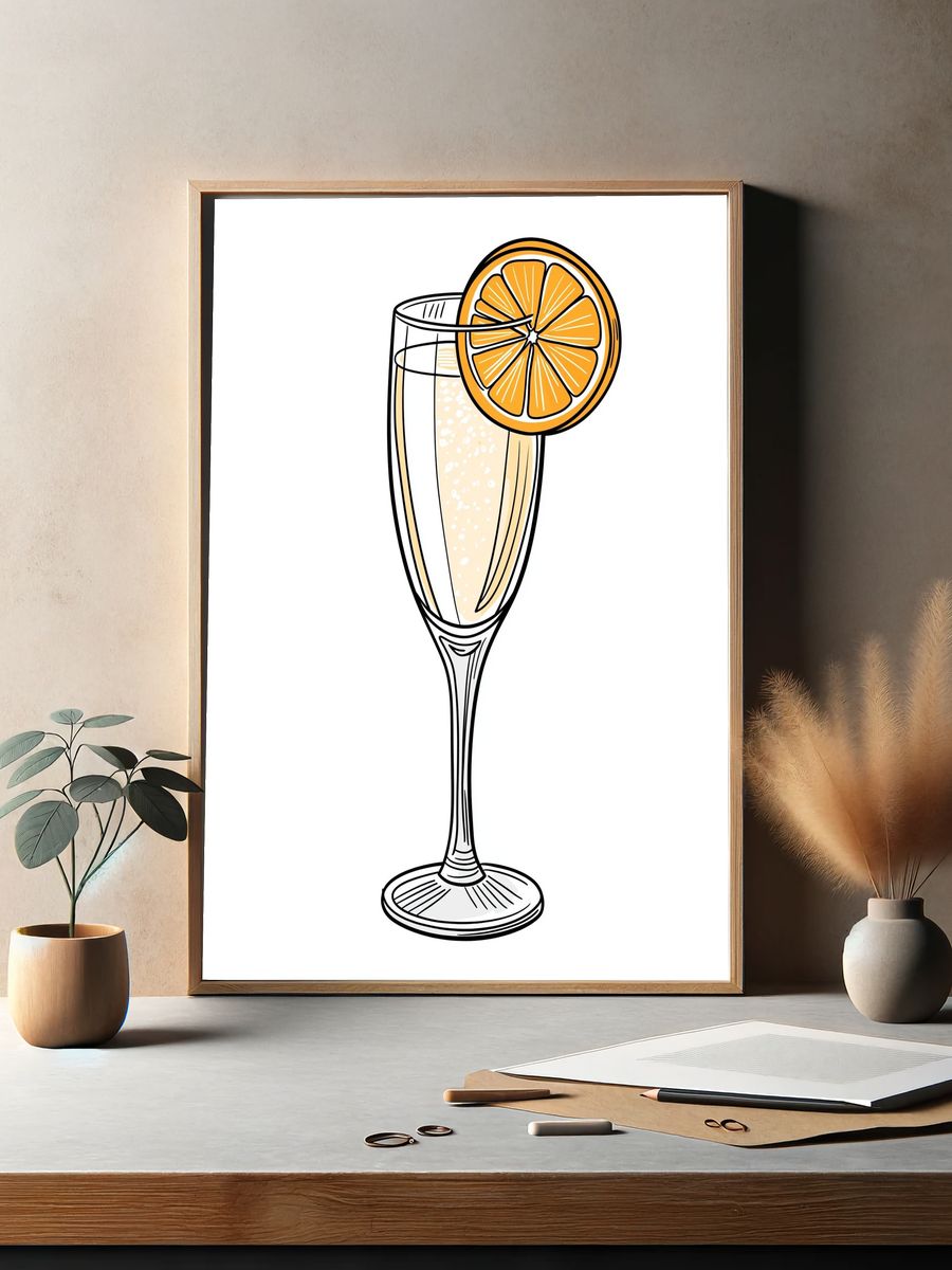 Orange Spritz Cocktail Illustration Poster. — room view 2