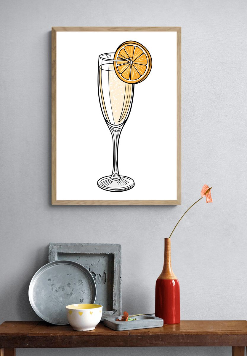 Orange Spritz Cocktail Illustration Poster. — room view 3