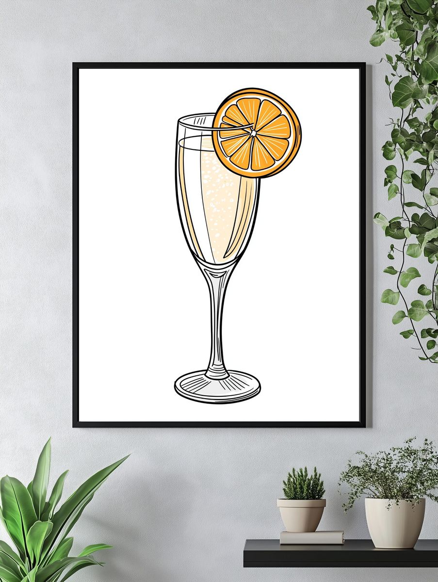 Orange Spritz Cocktail Illustration Poster. — room view 4