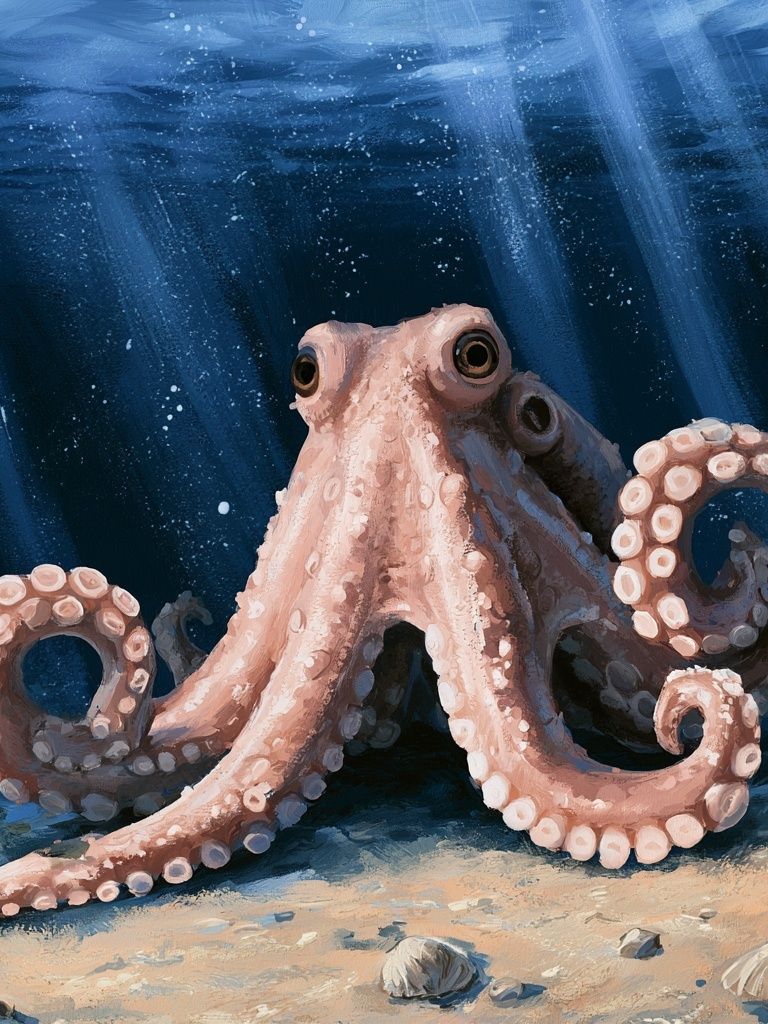 Octopus Underwater Illustration Poster. poster detail