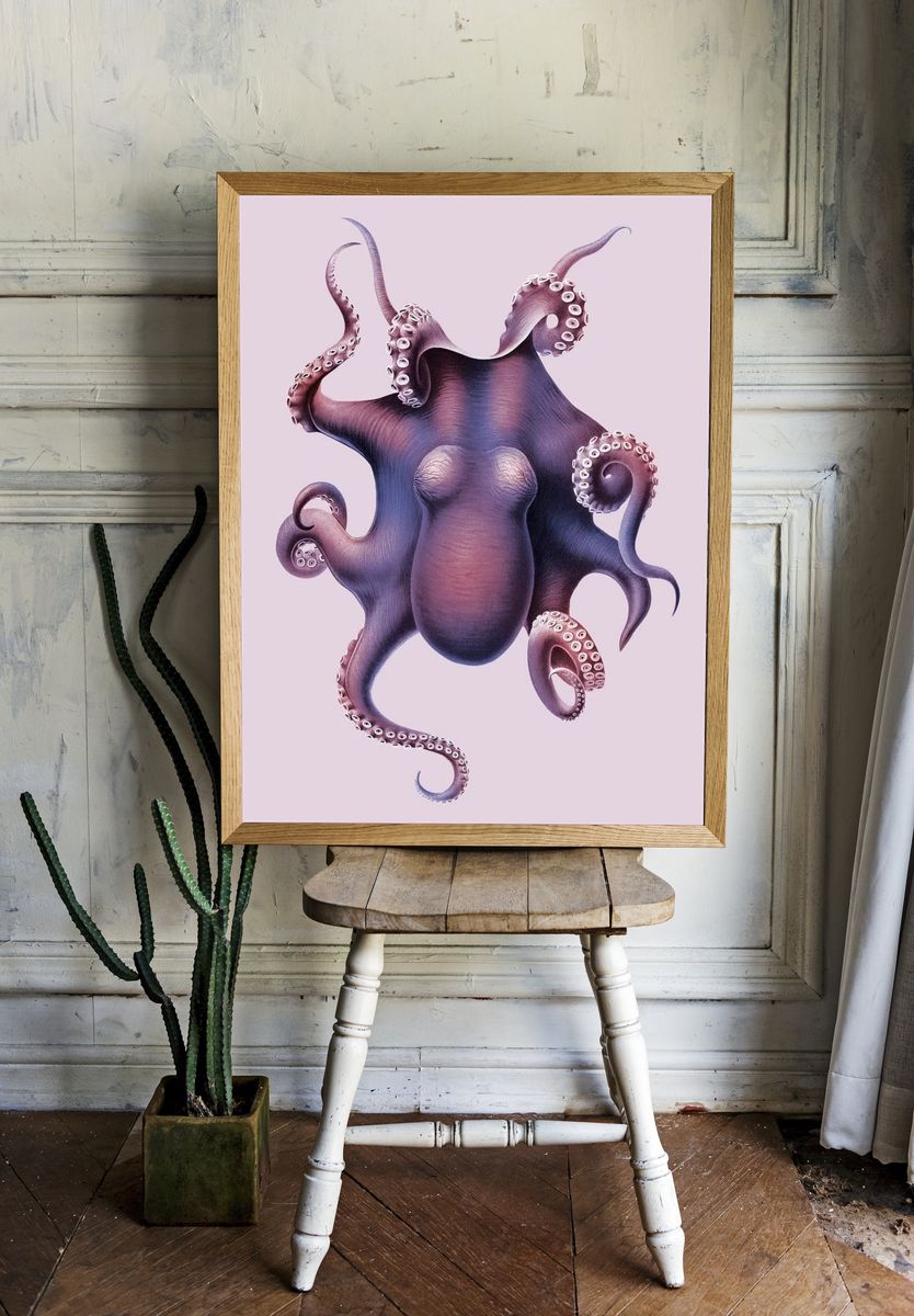 Octopus Illustration Poster room preview