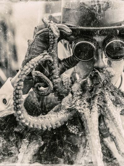 Octopus Diver Black-White Poster. poster print