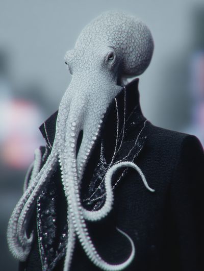 Octopus in Suit — Surrealism Print. poster print