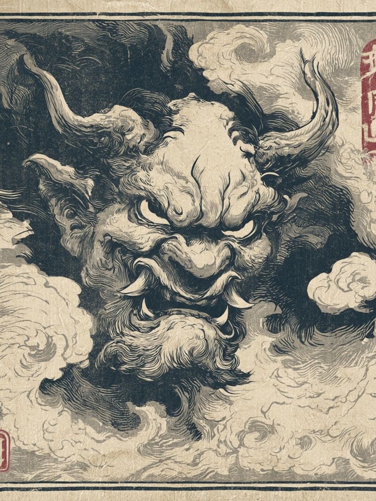 Oni Demon Ink Poster. poster — illustration art
