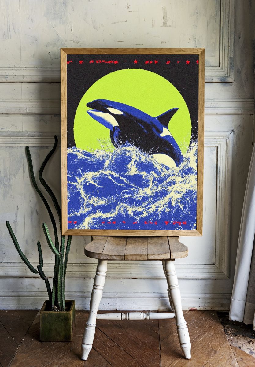 Orca Moonlit Waves Poster. — room view 1