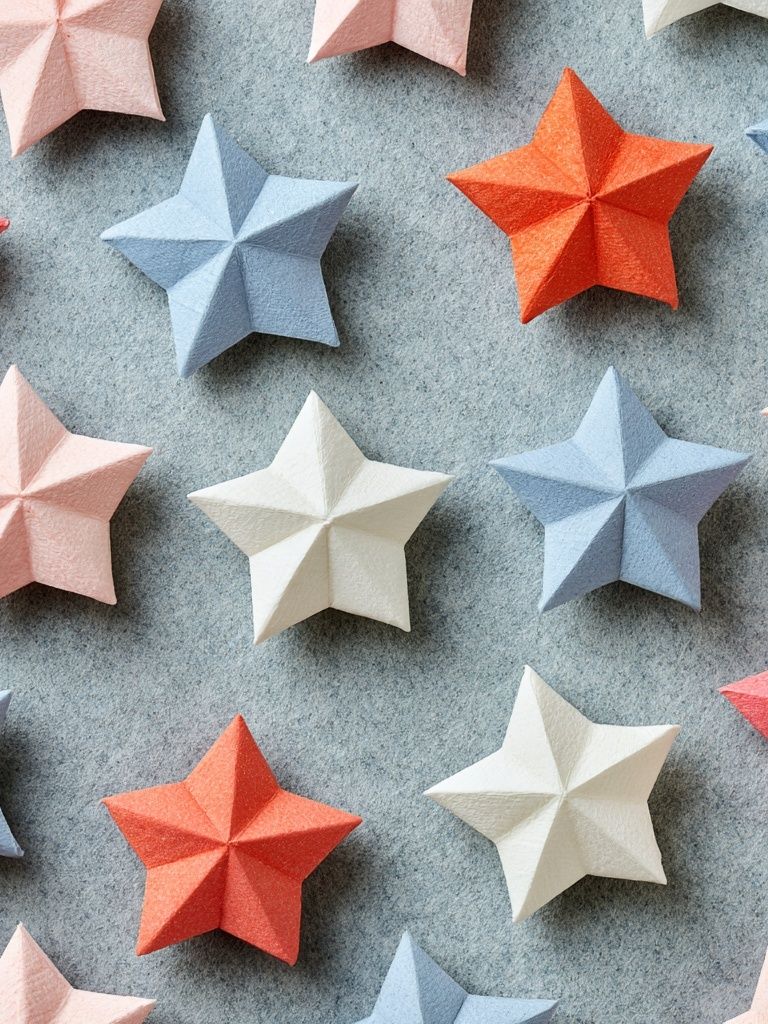 Pastel Origami Stars Print. poster — illustration art