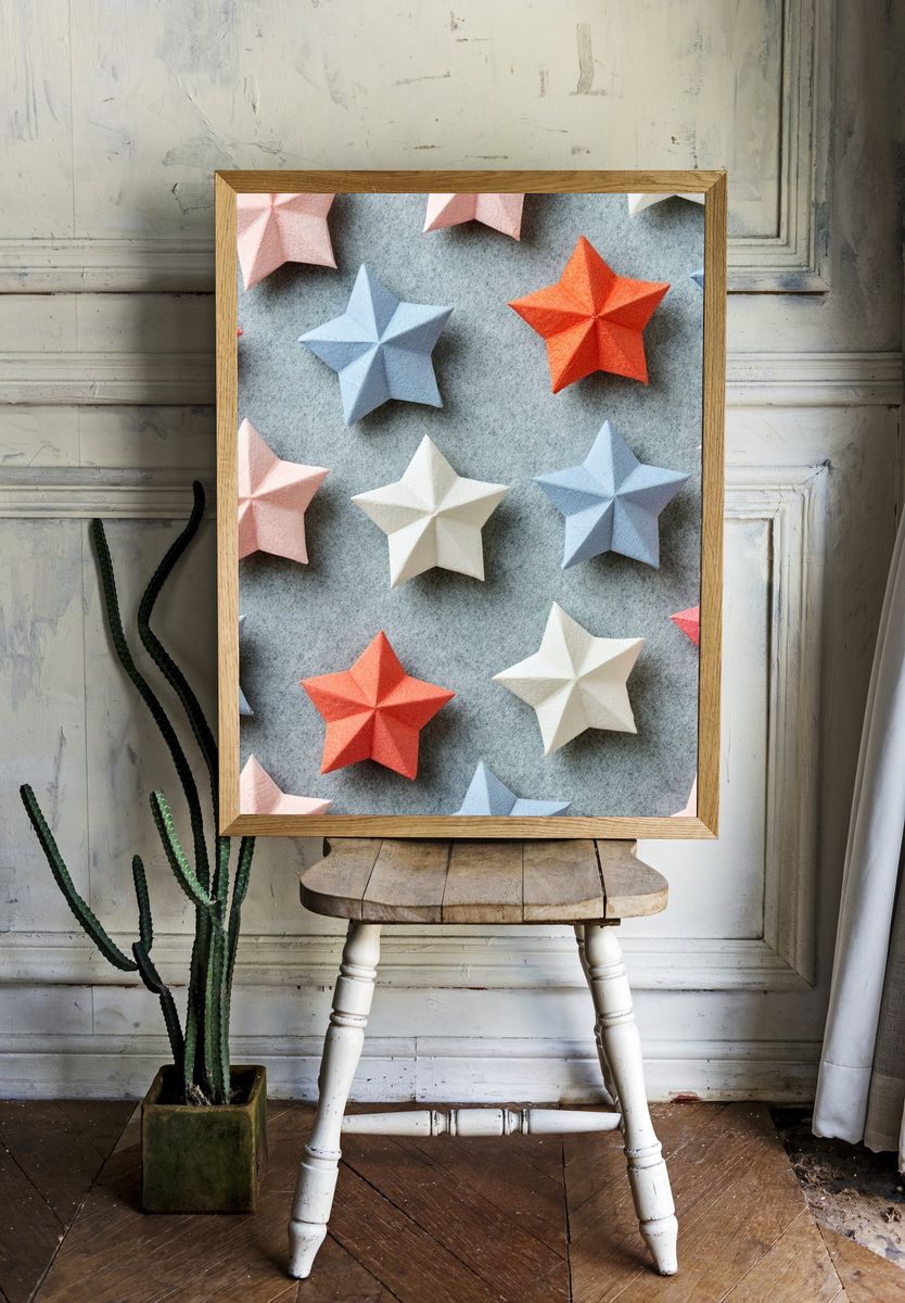Pastel Origami Stars Print. room preview