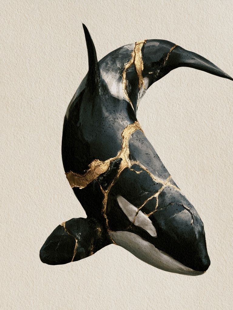 Orca Kintsugi Illustration Poster. poster detail