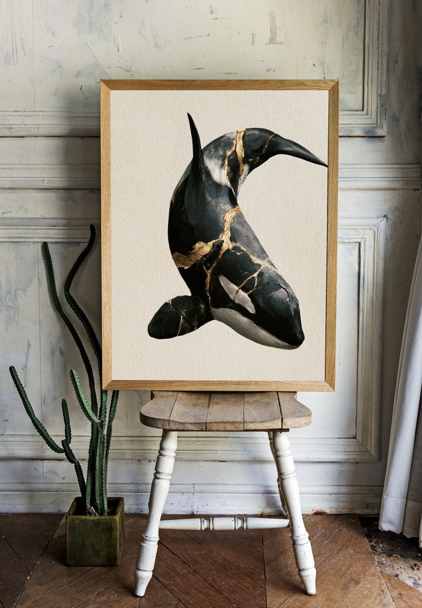 Orca Kintsugi Illustration Poster. — room view 1