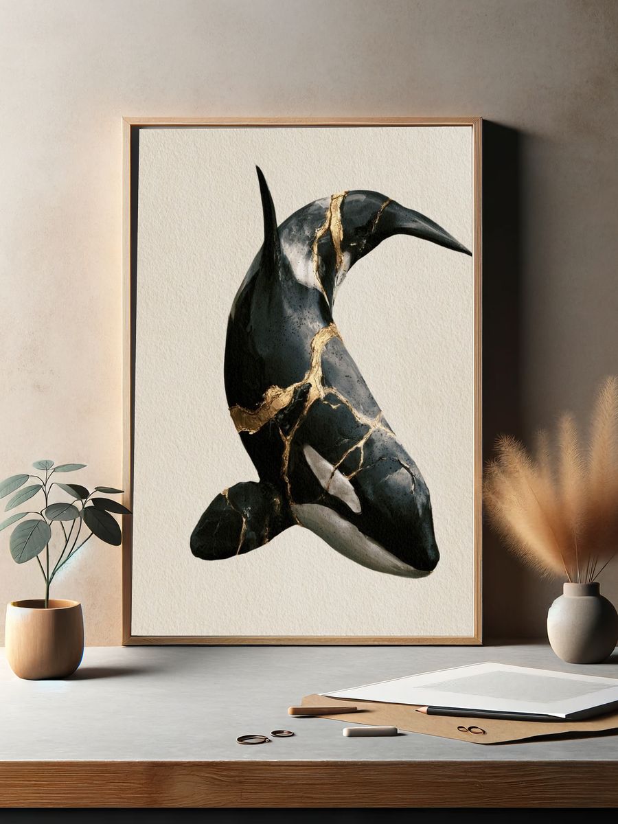 Orca Kintsugi Illustration Poster. — room view 2