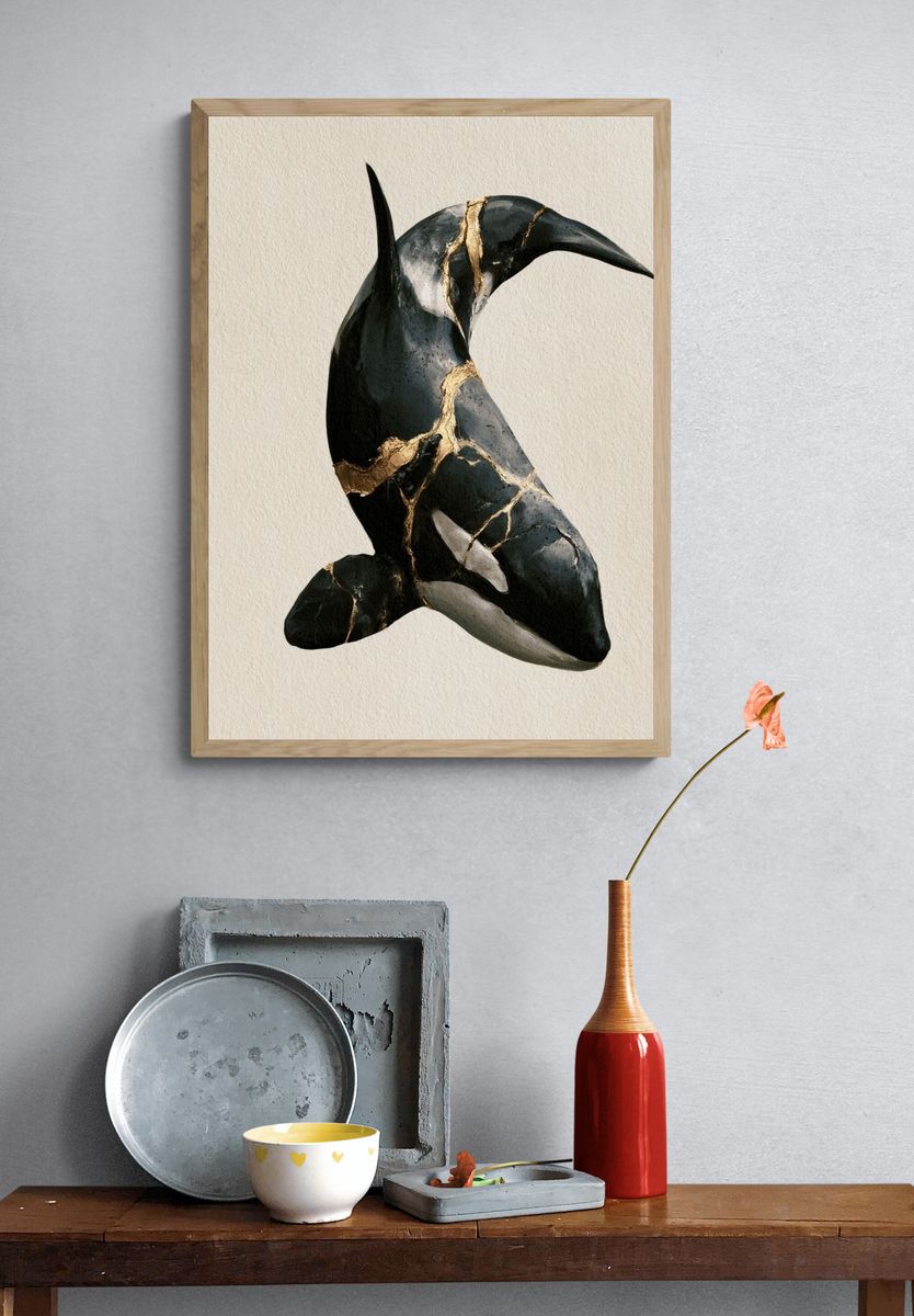 Orca Kintsugi Illustration Poster. — room view 3