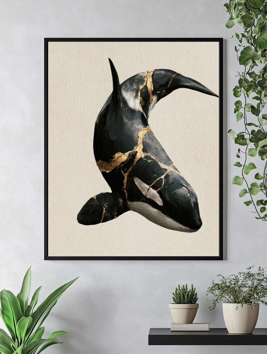 Orca Kintsugi Illustration Poster. — room view 4