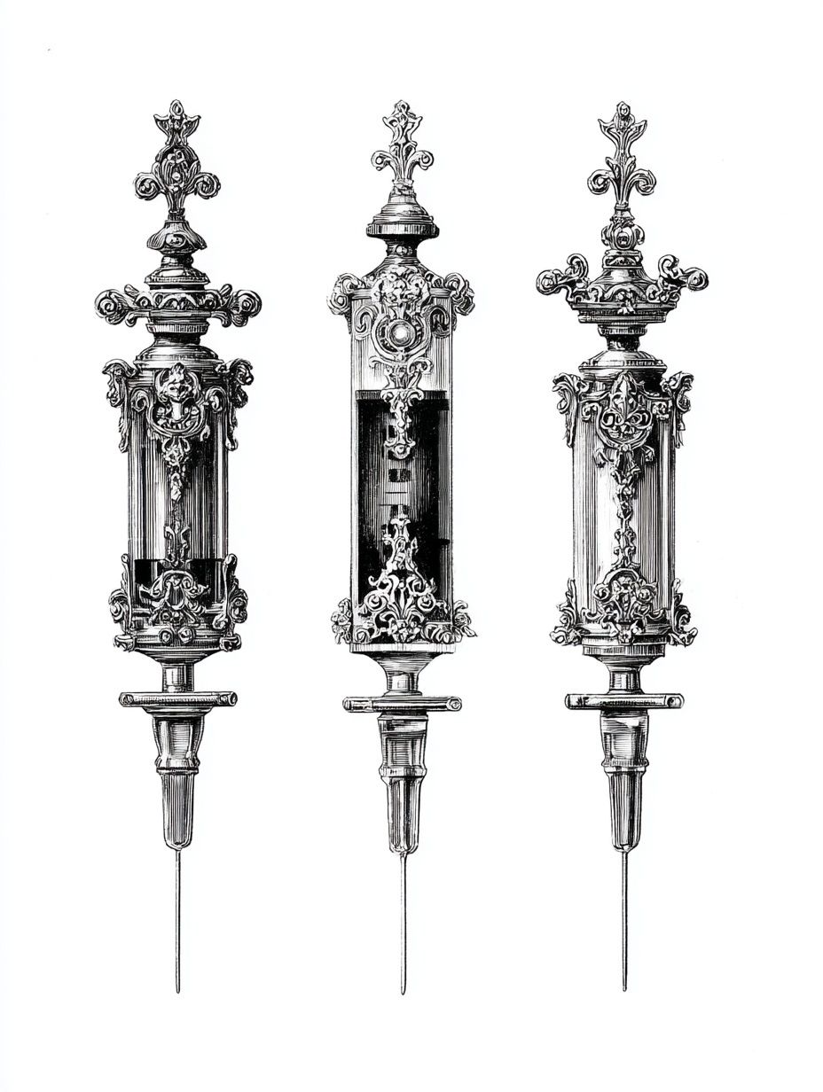 Ornate Syringe Illustration Poster. poster — illustration art