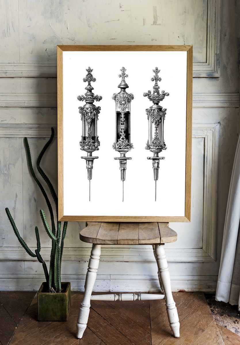 Ornate Syringe Illustration Poster room preview