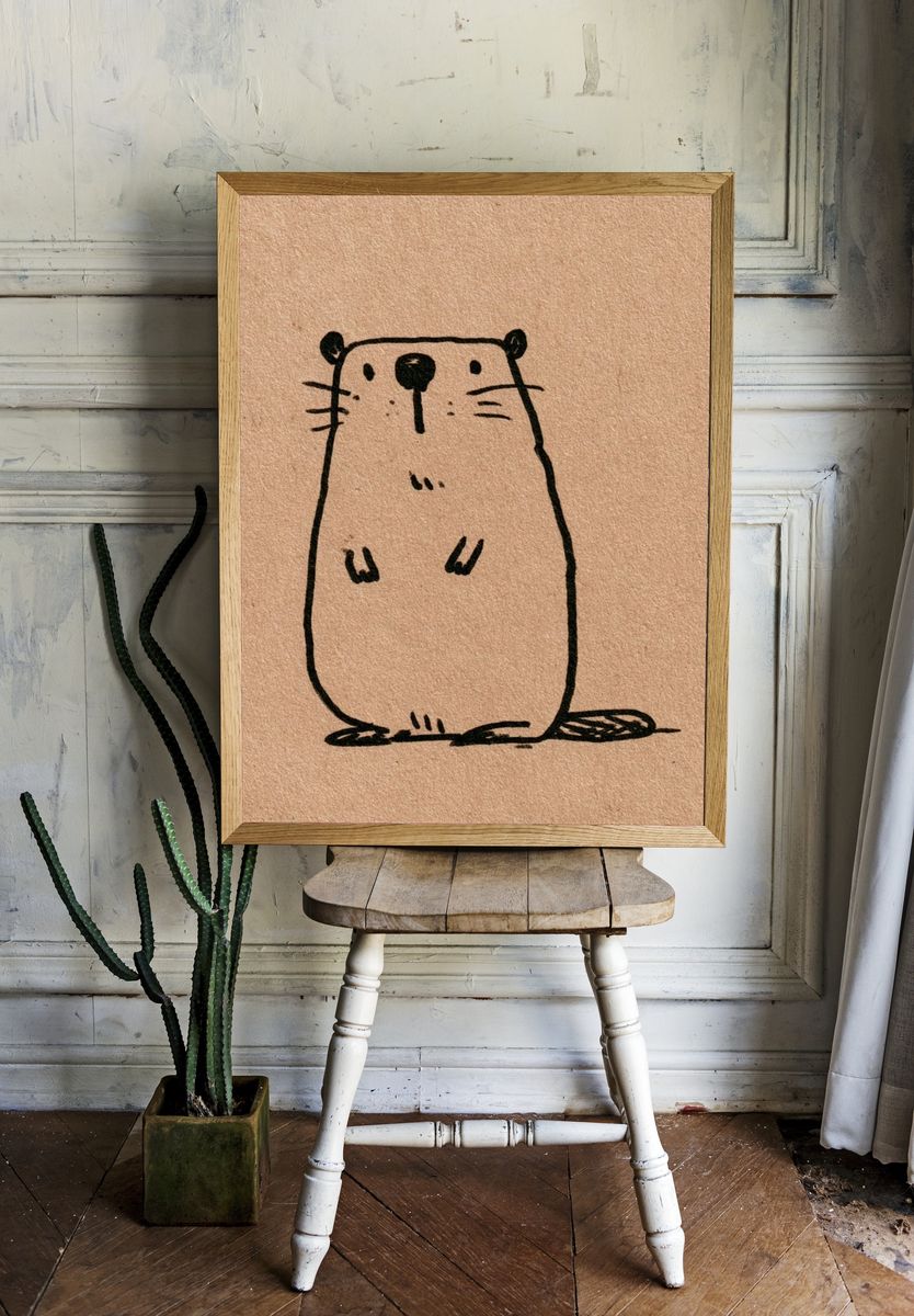 Cute Otter Sketch Poster. — room view 1