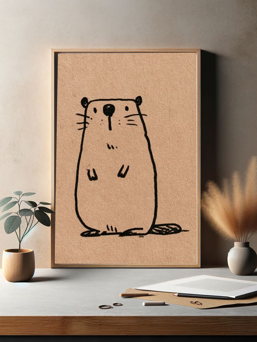 Cute Otter Sketch Poster. — room view 2