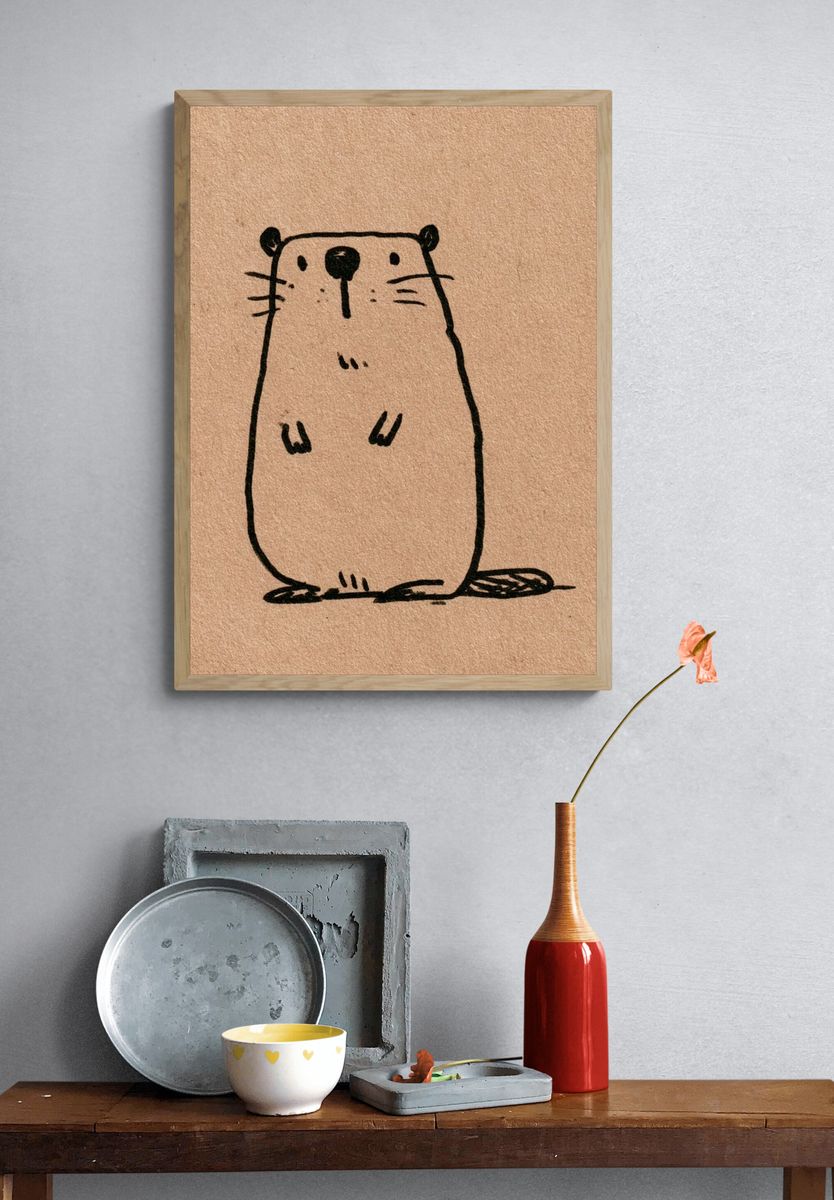 Cute Otter Sketch Poster. — room view 3