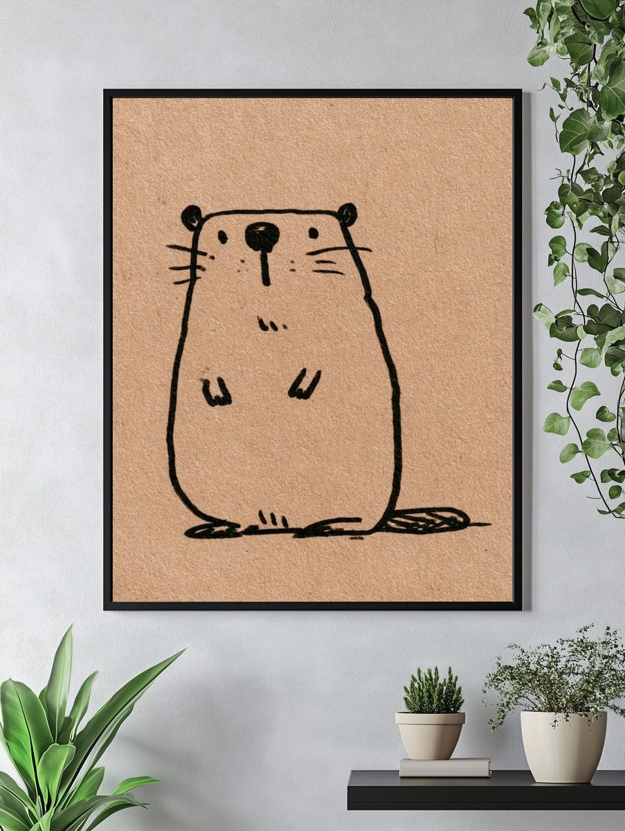 Cute Otter Sketch Poster. — room view 4