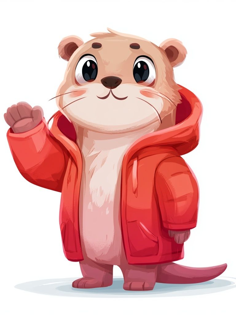 Otter in Red Coat Illustration Poster. poster detail