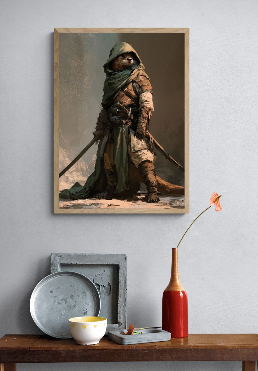 Otter Warrior Digital Art Poster. — room view 3