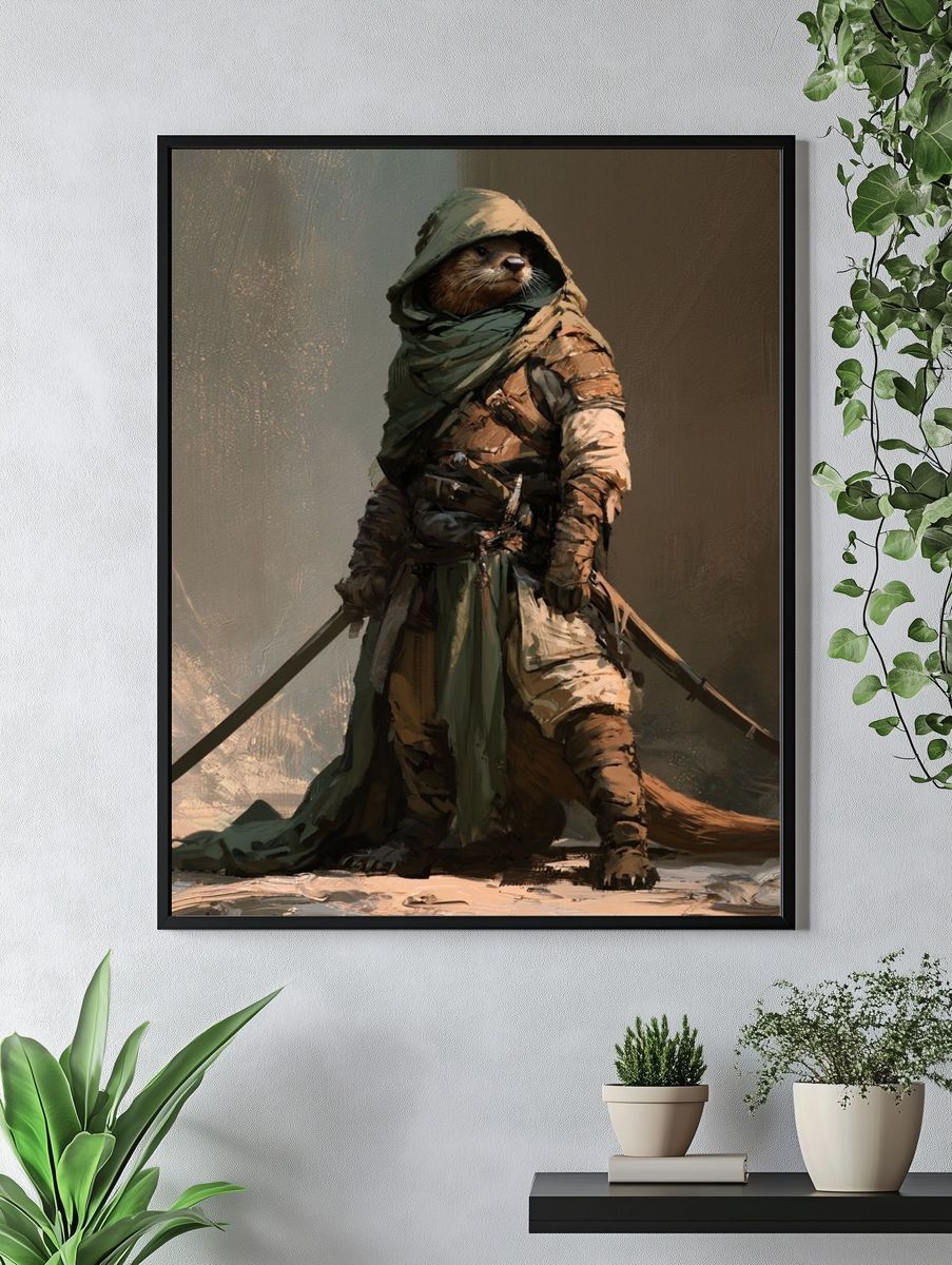 Otter Warrior Digital Art Poster. — room view 4
