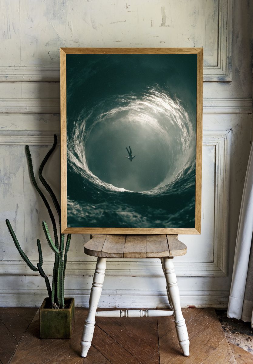 Ocean Whirlpool Diver Photography Poster. room preview