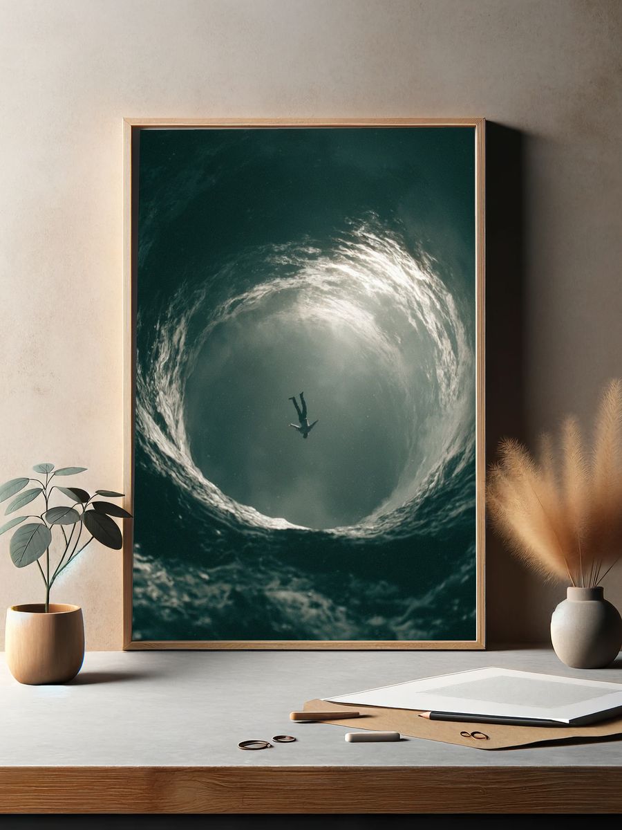 Ocean Whirlpool Diver Photography Poster. — room view 2