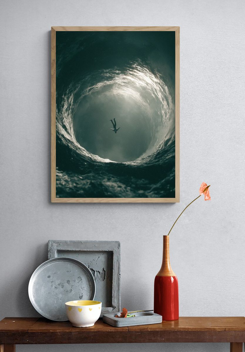 Ocean Whirlpool Diver Photography Poster. — room view 3