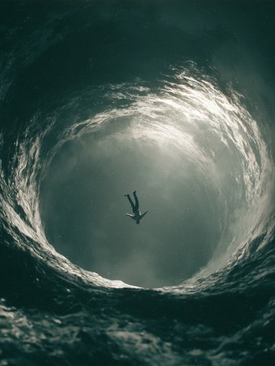 Ocean Whirlpool Diver Photography Poster. poster