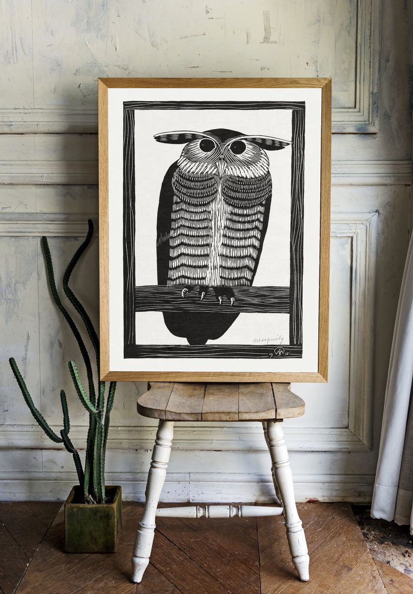 Horned owl (Hoornuil) (1915) print room preview