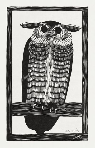 Horned owl (Hoornuil) (1915) print