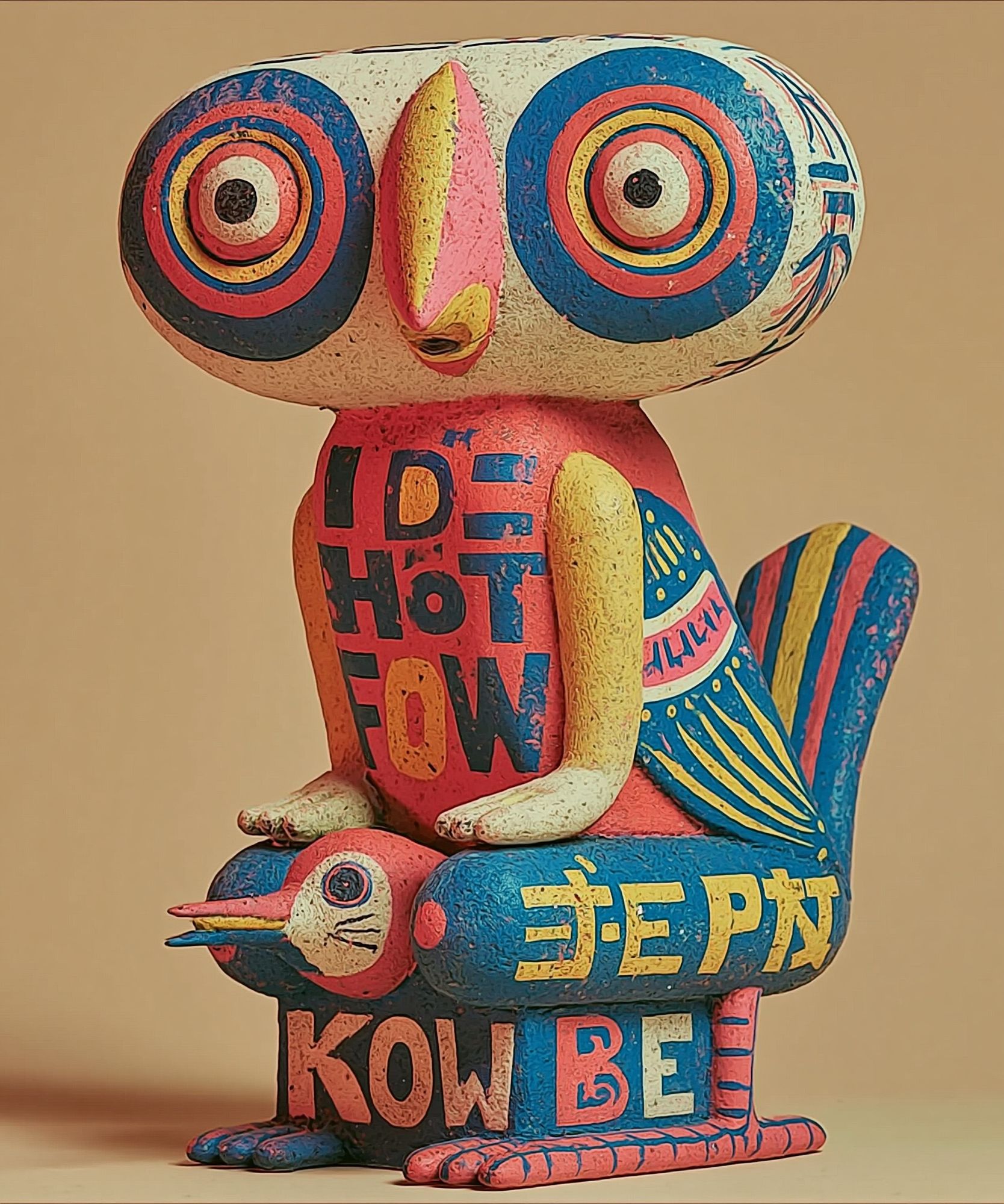 Colorful Owl Sculpture Poster. poster detail
