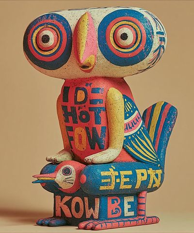 Colorful Owl Sculpture Poster. poster print