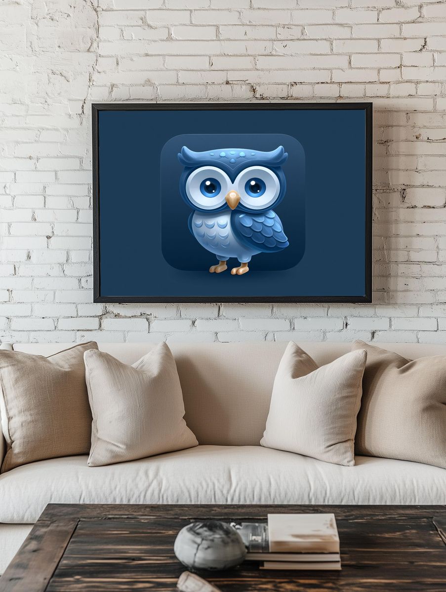 Blue Owl Digital Art Poster. room preview