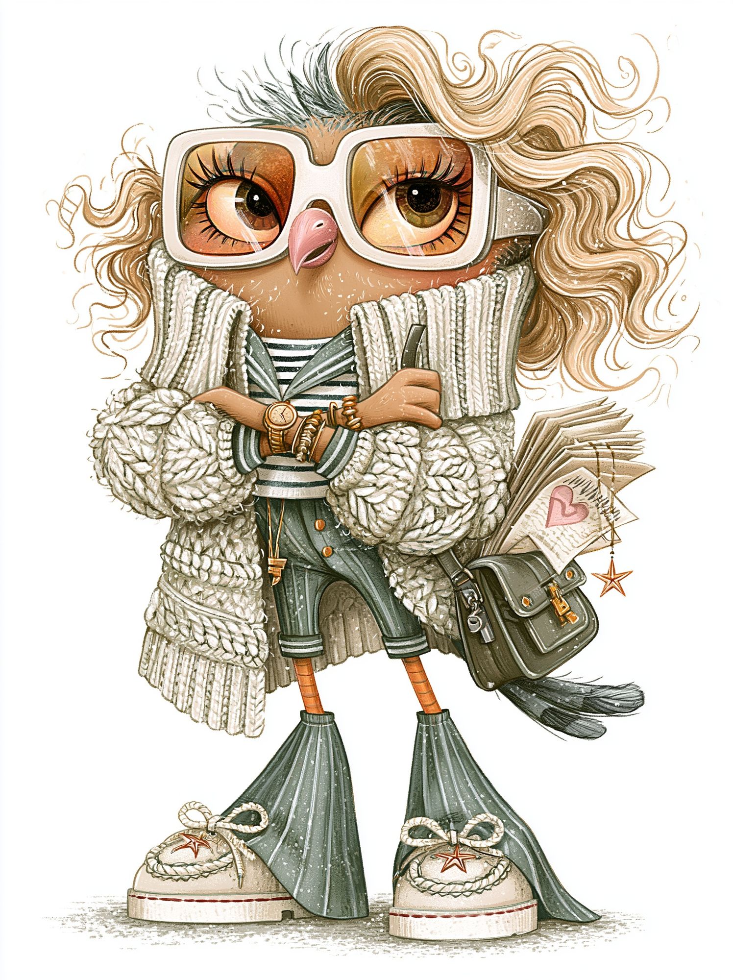 Owl Fashion Illustration Poster. poster — illustration art